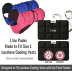 A product image featuring a two-pack of replacement ice packs for size large dog cooling vests.