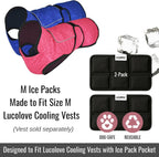 A product image featuring a two-pack of replacement ice packs for size medium dog cooling vests.