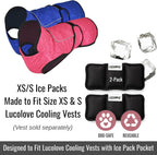 A product image featuring a two-pack of replacement ice packs for size extra-small and small dog cooling vests.